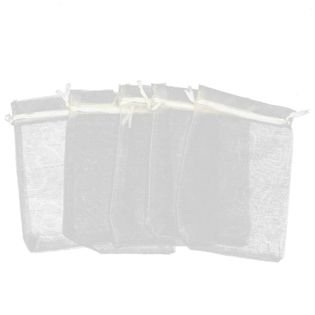 Beige Drawstring Organza Yarn Gift Bags for Storage Reusable Durable Synthetic Material 100pcs