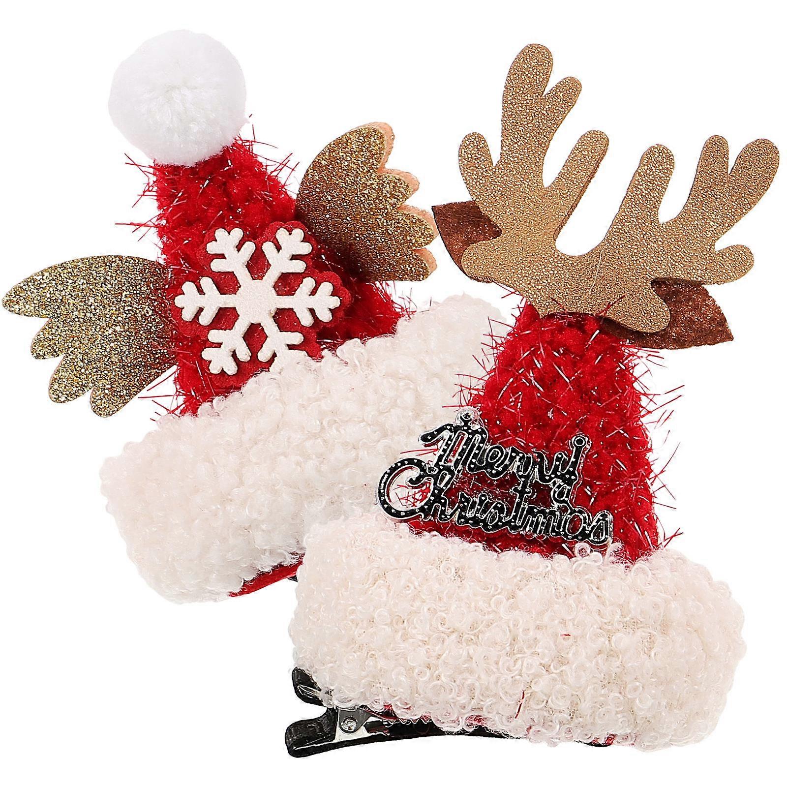 2 قطعة عيد الميلاد الشعر كليب قرن الوعل شكل الشعر التبعي احتفالية اللون الأحمر الزخرفية