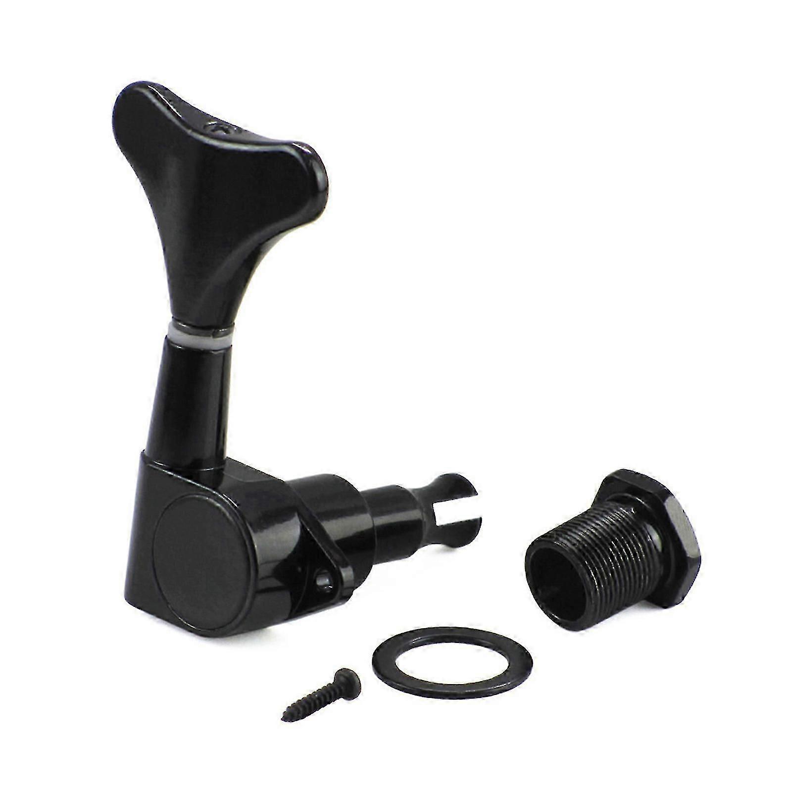 Electric Bass Tuning Pegs Bass Opened Machine Heads Knobs String Tuners for 4 String Electric Bass Right/Left Hand Black