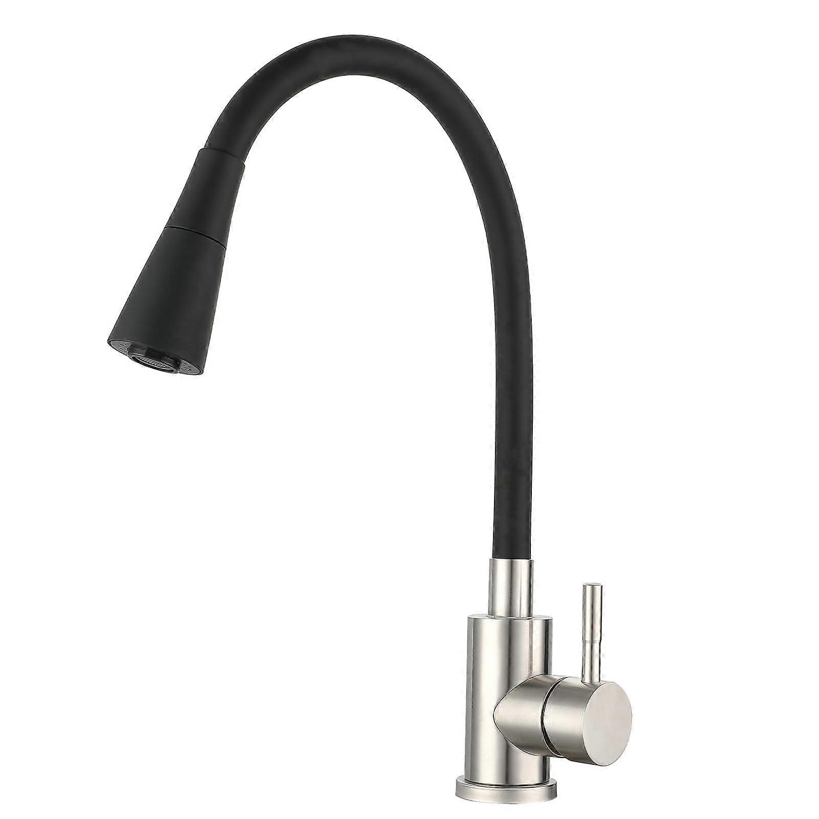 Black Kitchen Tap with Flexible Spout, High Pressure Sink Mixer, 360° Rotatable Stainless Steel Single Lever Design