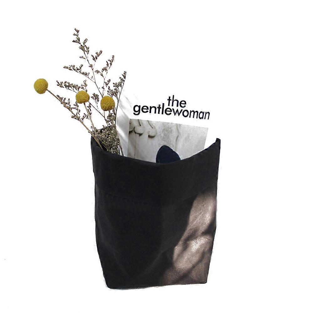 Washable Kraft Paper Bags for Decoration and Storage Reusable Black Container 10 Inches