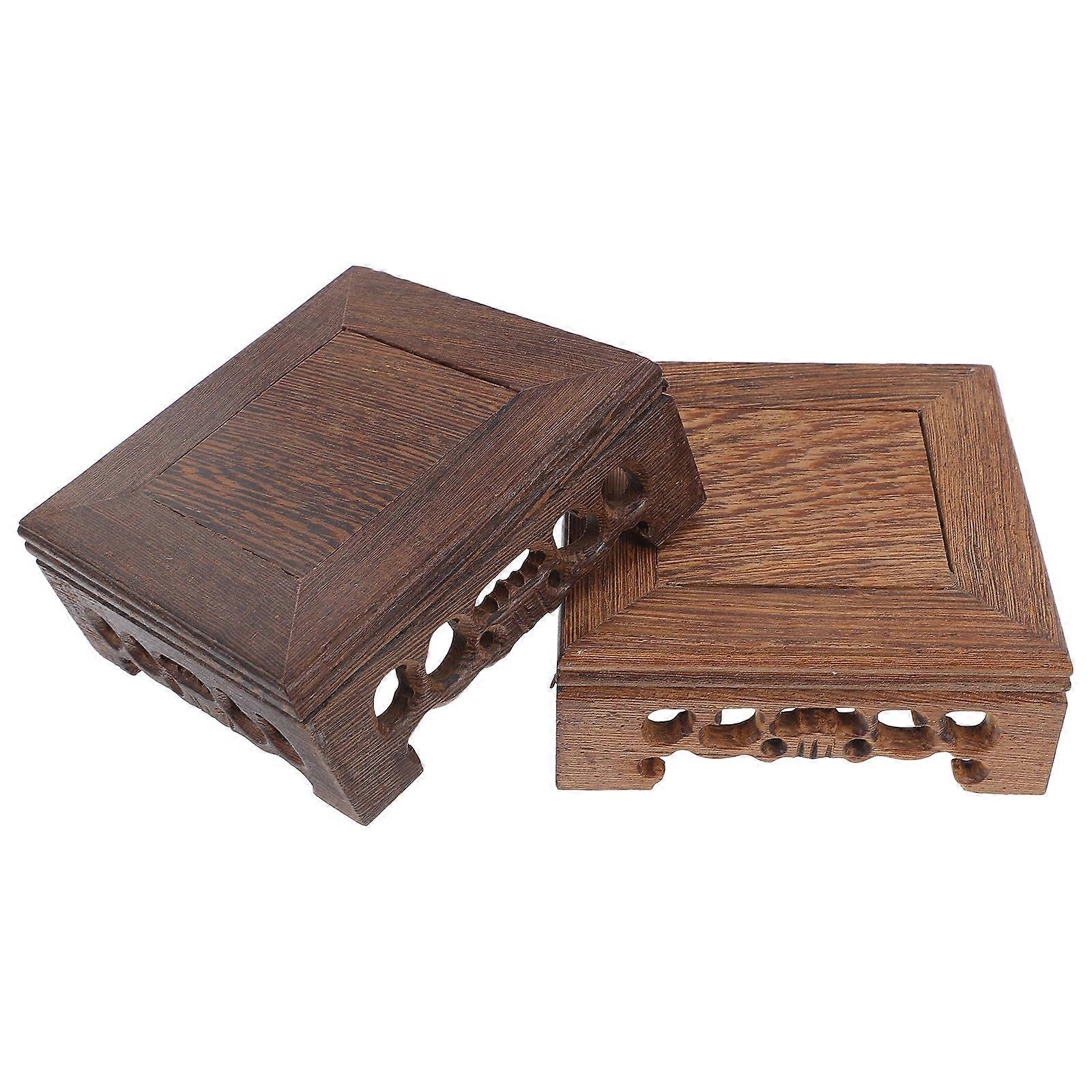 Elegant Brown Wood Display Stand for Vases and Ornaments Ideal for Home Decor 2pcs Set