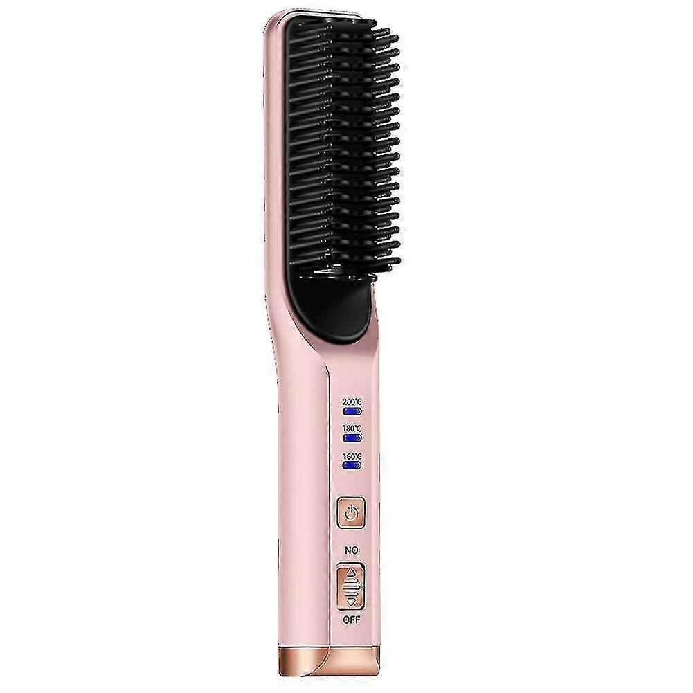 Two-in-one multi-functional hair straightening comb, Pink, Three-level temperature control, Anti-scald and heat-insulating, won't damage hair