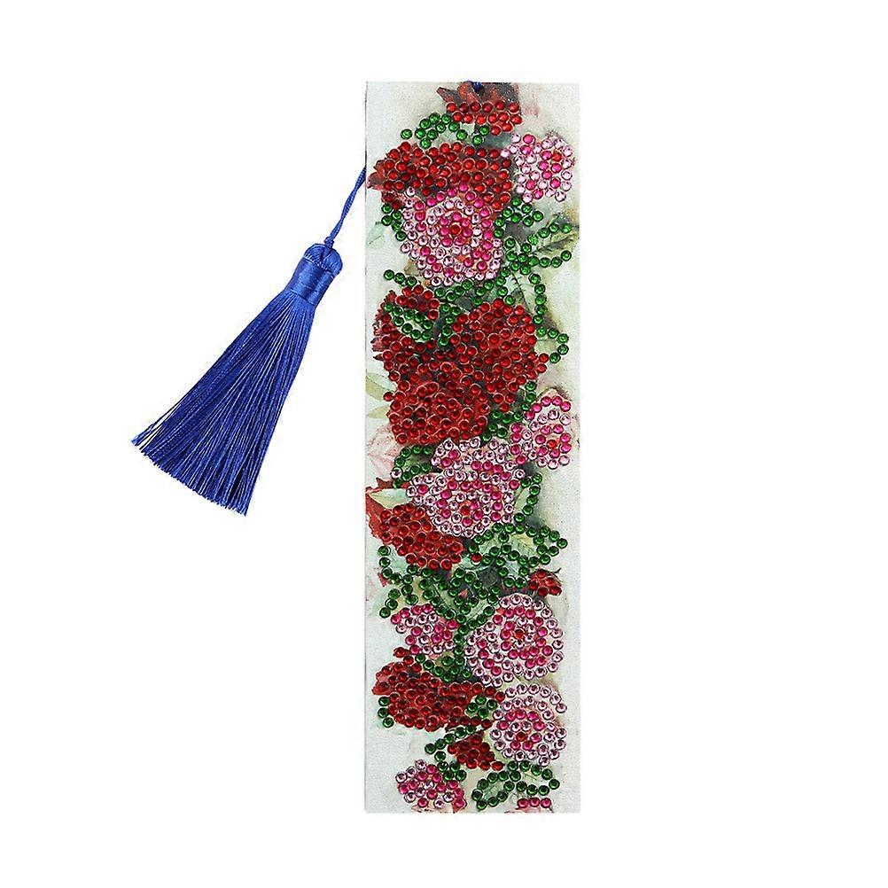 Rose Pattern Rhinestone Bookmark with Tassel – Handmade Craft Decor for All Ages – Enhances Creativity and Reduces Boredom – Unique DIY Activity Idea