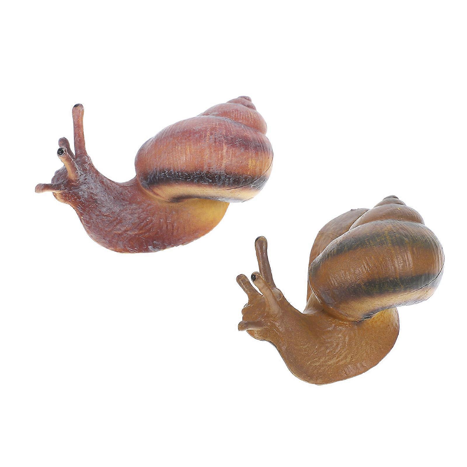 2Pcs Realistic Snail Figures Decorative Educational Model For Children's Learning Mini Landscape Decoration