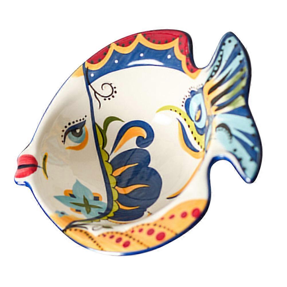 Decorative Serving Bowl Fish Shaped Ceramic Bowl Daily Use 8 Inches Small Size Display Food 1Pack