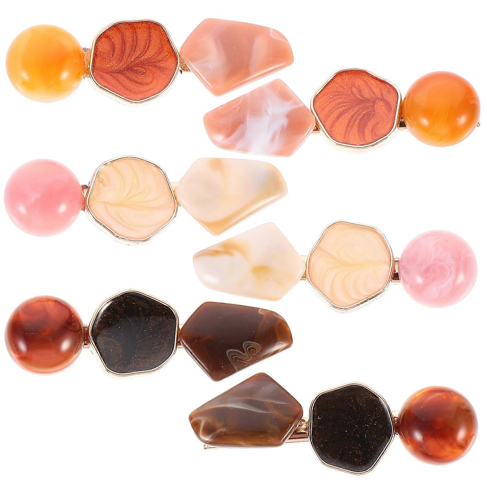 Grampos de cabelo à moda para as mulheres Acessórios geométricos do cabelo Cor sortida 6Pcs