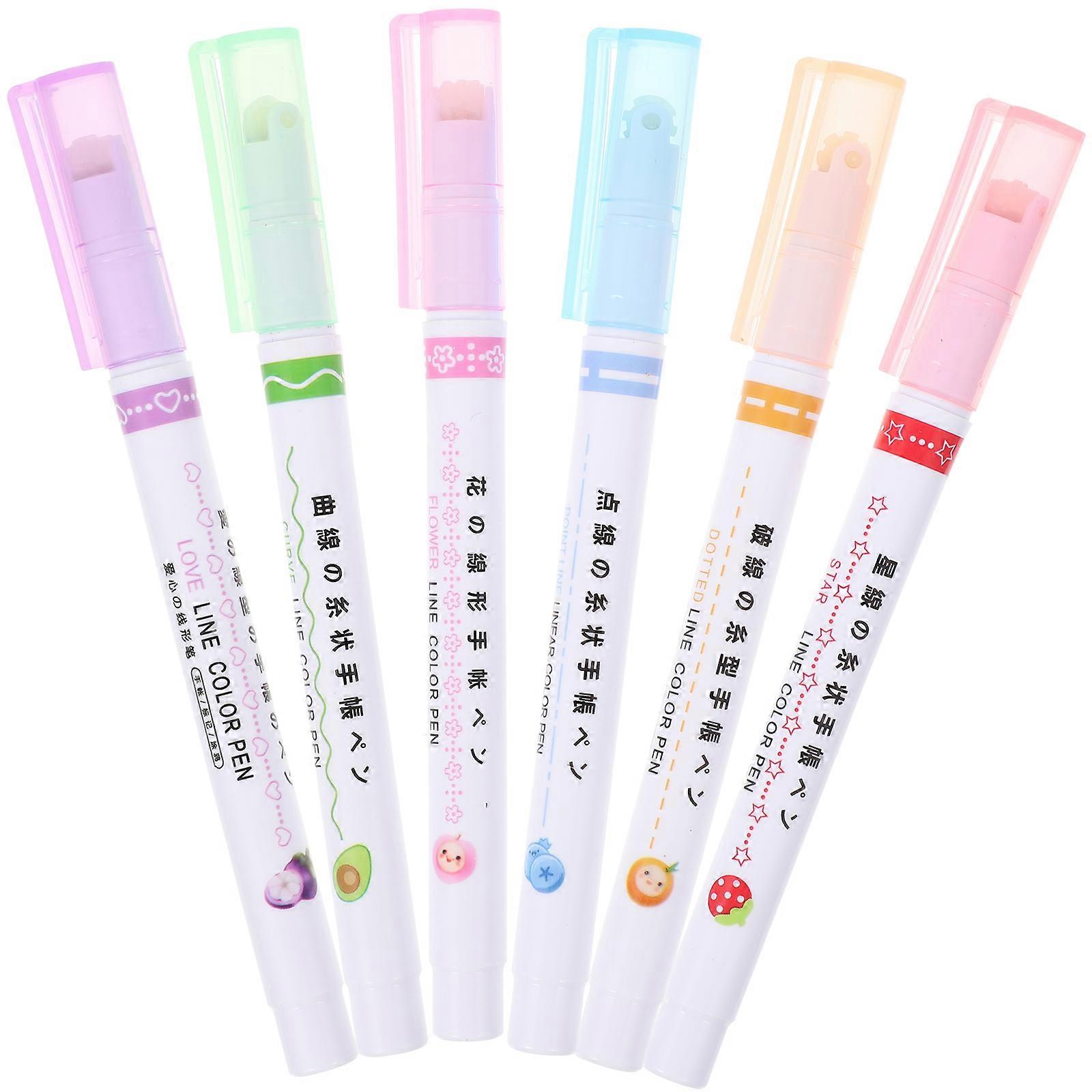 Outline Pen 6Pcs Multi-Function Draw Markers For Families Office Use Featuring Assorted Color Durable Design And Roller Head