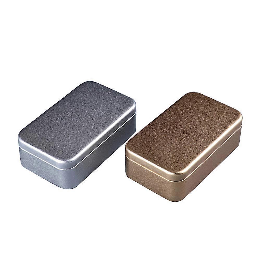 4Pcs Mini Rectangular Iron Tin Box For Backpack Travel Moisture Preservation Silver