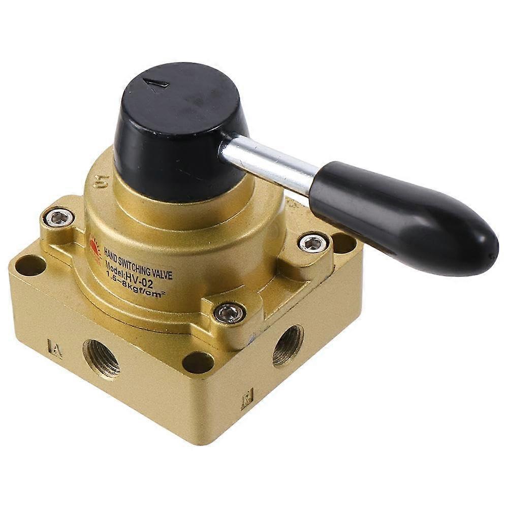 Pneumatic Manual Valve HV-02 1/4 NPT Rotary Lever Hand Valve 4-Way 3-Position Air Flow Control