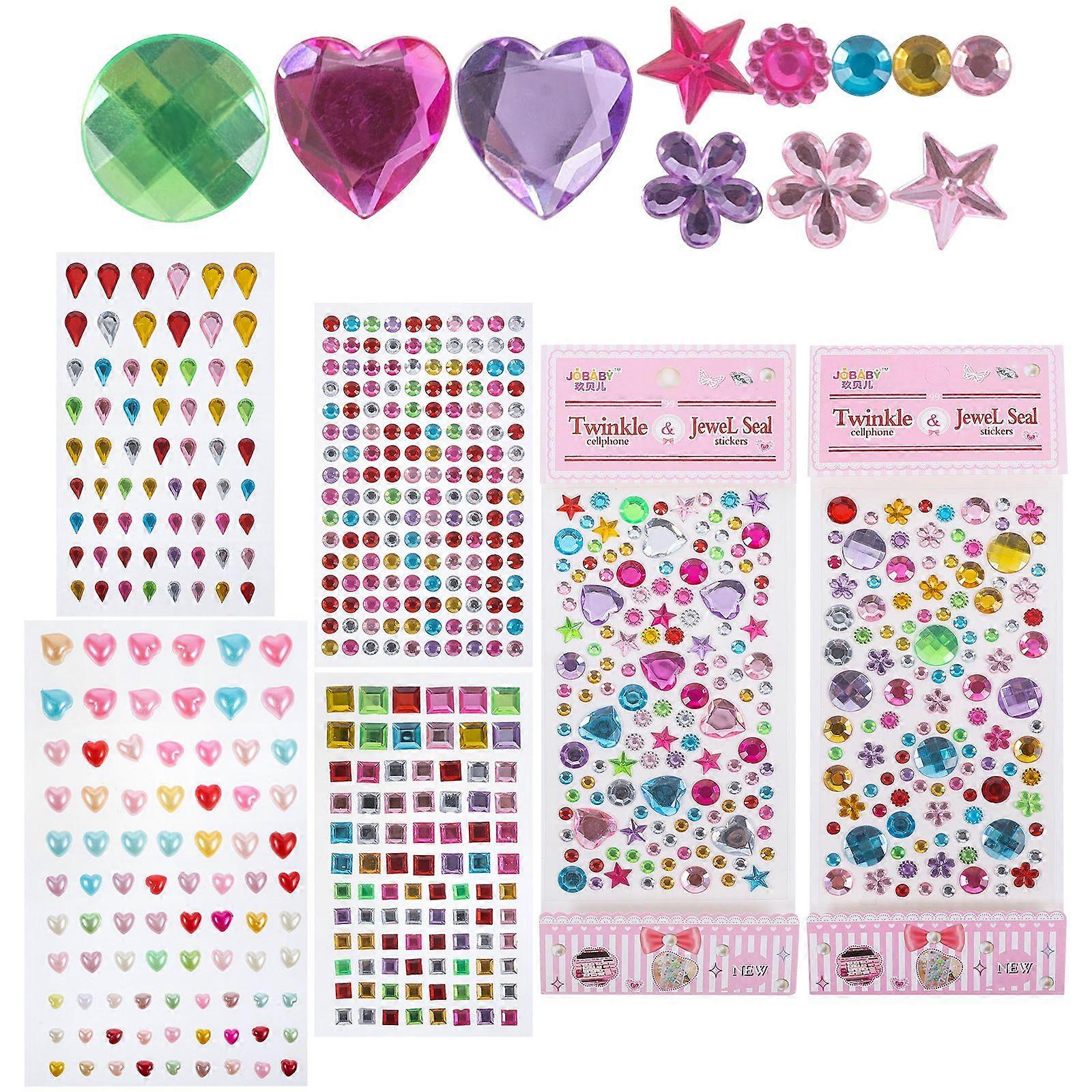 6 Sheets of Gems Rhinestone Decor Makeup Gems Self Adhesive Rhinestones Stick On Craft Gems