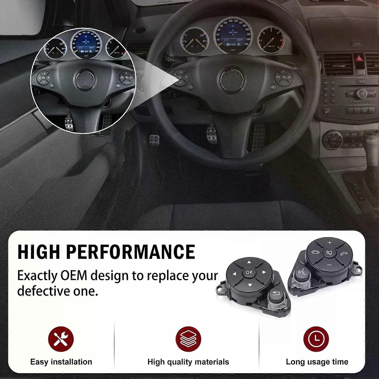 2 PCS Black Steering Wheel Control Button Cover A2048210351 2048210451 FOR Benz C Class W204 2007-2010 E Class W212 2009-2011