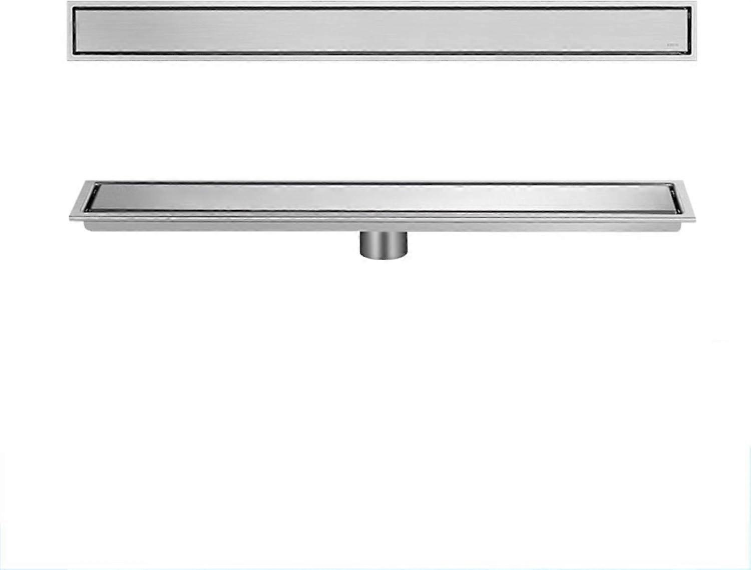 Linear shower drain with hair sieve, rectangular tile insert shower floor drain with removable