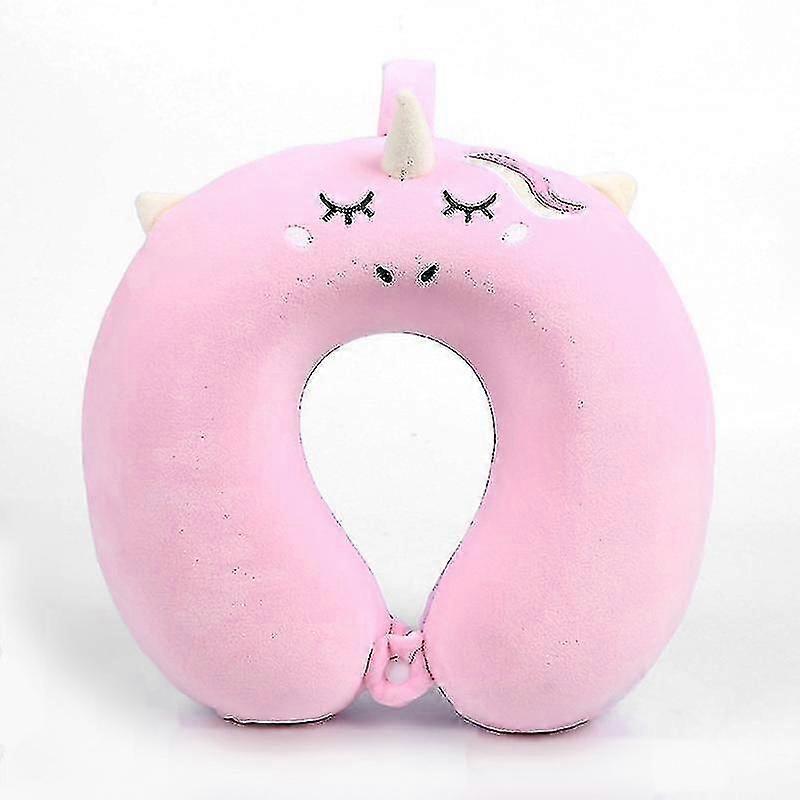 Kids Travel Pillow, Unicorn Travel Neck Pillow With Snap U-shaped Pillow-Pink