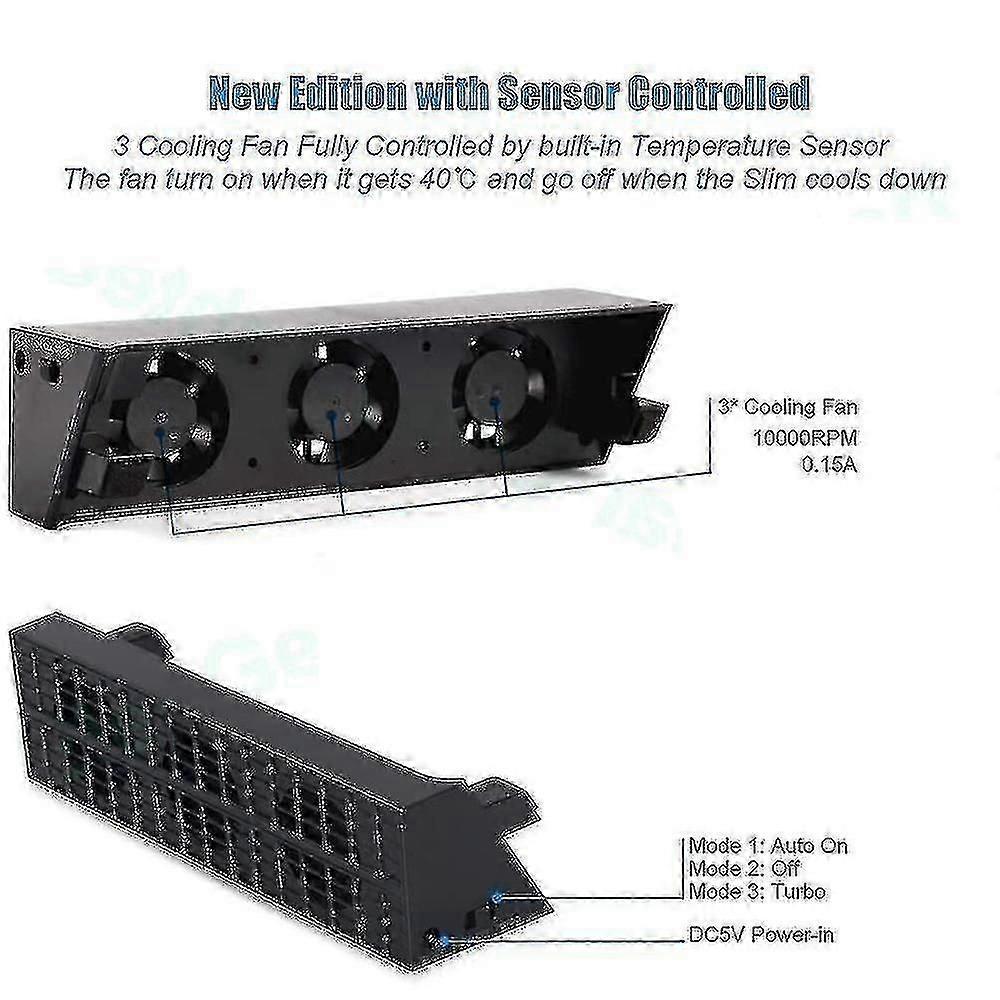 PS4 Turbo Cooling Fan with USB Power - Automatic Temperature Control for Optimal Performance