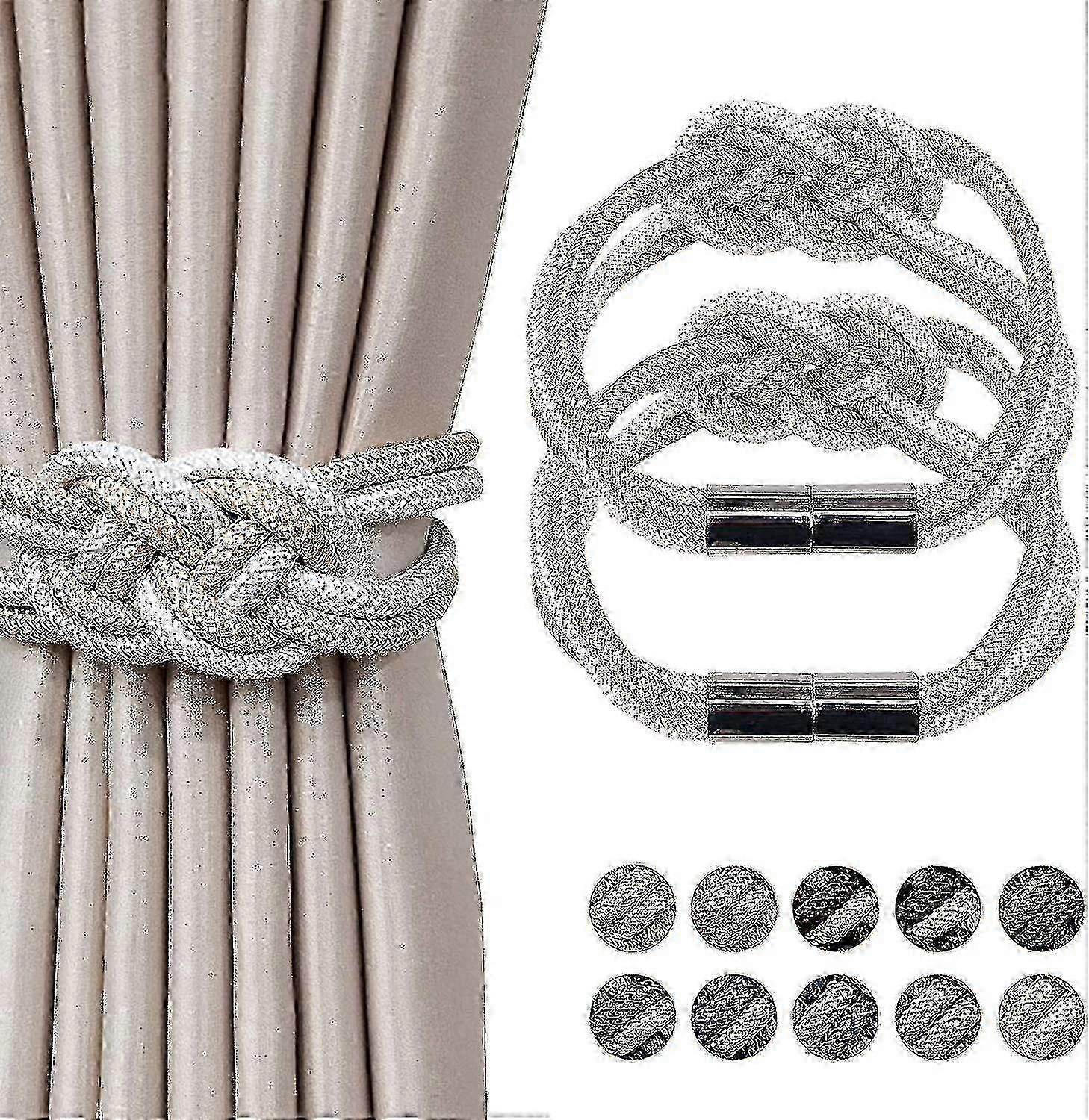 2Er Pack Starke magnetische Vorhang Krawatten-beige und weiß