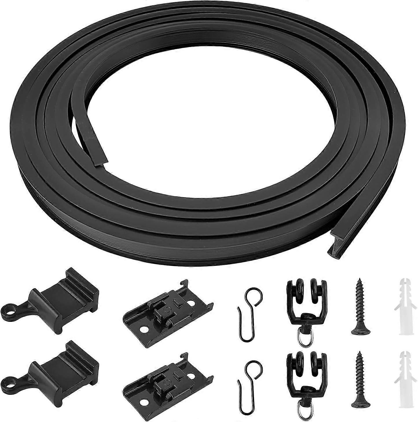 5M Curtain Track with Mounting Accessories, Sturdy and Easy to Use, for Hanging Curtains (Black)