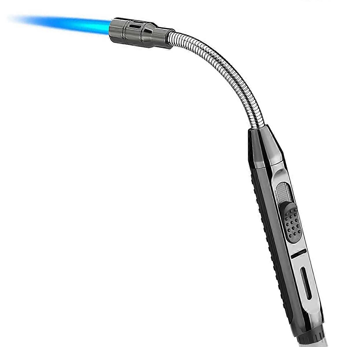Butane Lighter Pen with Fire Lock, Adjustable Jet Flame for Grill BBQ Black
