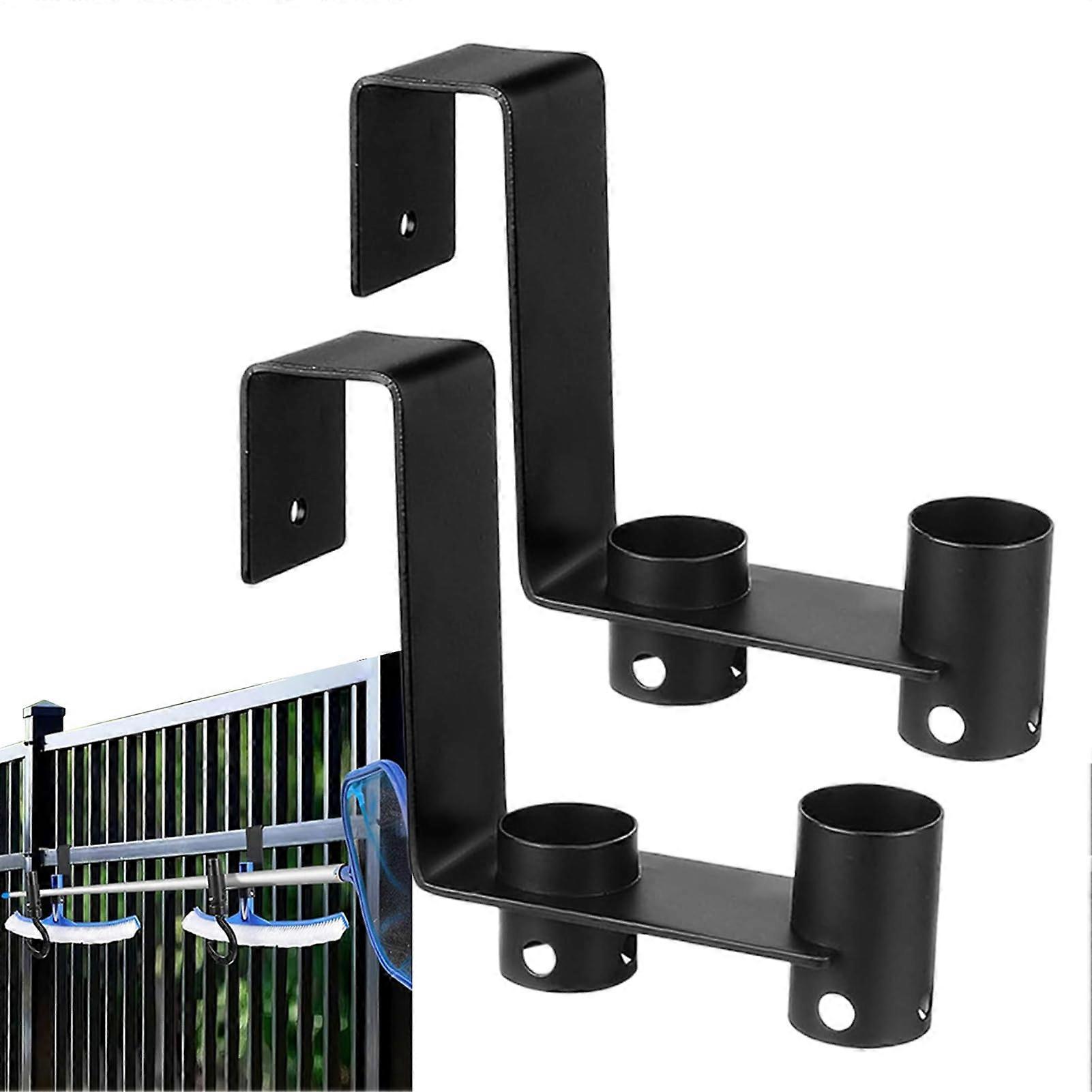Adjustable Pool Pole Hanger, Set of 2 Pool Hooks for Poles, MultiPurpose Poolside Storage