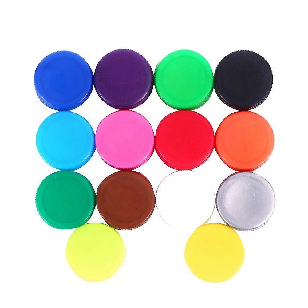 100pcs Kids DIY Colorful Bottle Cover Plastic Bottle Caps Kindergarten Handcraft Material for DIY Craft Art Projects (Assorted 14 Colors)