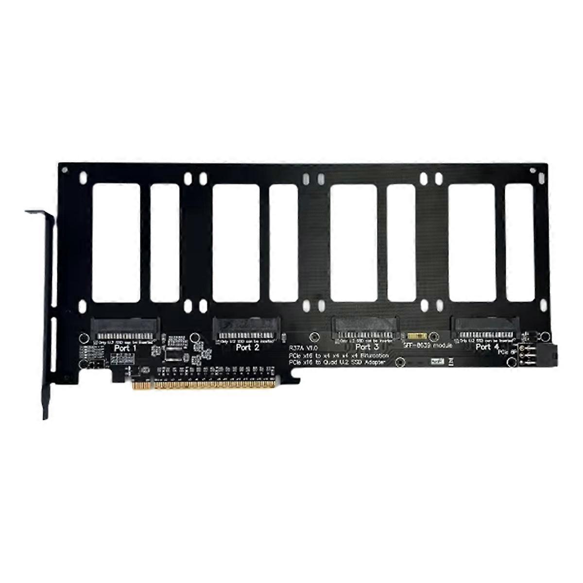 R37A PCIe 4.0 X16 to 4-Port U.2 SSD Split Expansion Card for Gen4 X16 Hard Disk Split Expansion Card GPU Dock