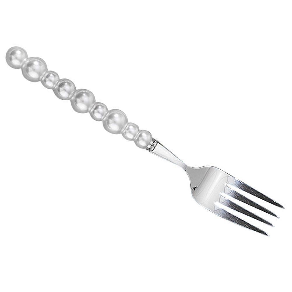 Western Flatware Pearl Beading Handle Cutlery Metal Silver with Ergonomic Design for Home