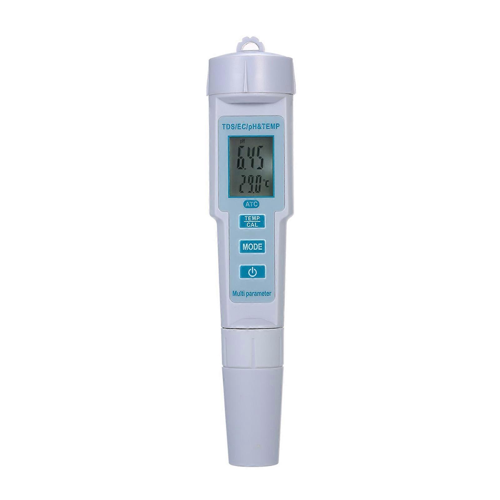 4 in 1 Water Quality Tester pH/EC/TDS/Temperature Meter IP55 Waterproof Automatic Shutdown Backlight Display Tester White PH-686