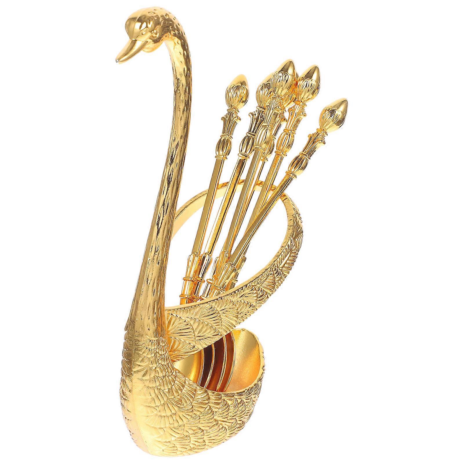 Tea Spoon Set Coffee Table Zinc Alloy Base Holder Serving 1 Set