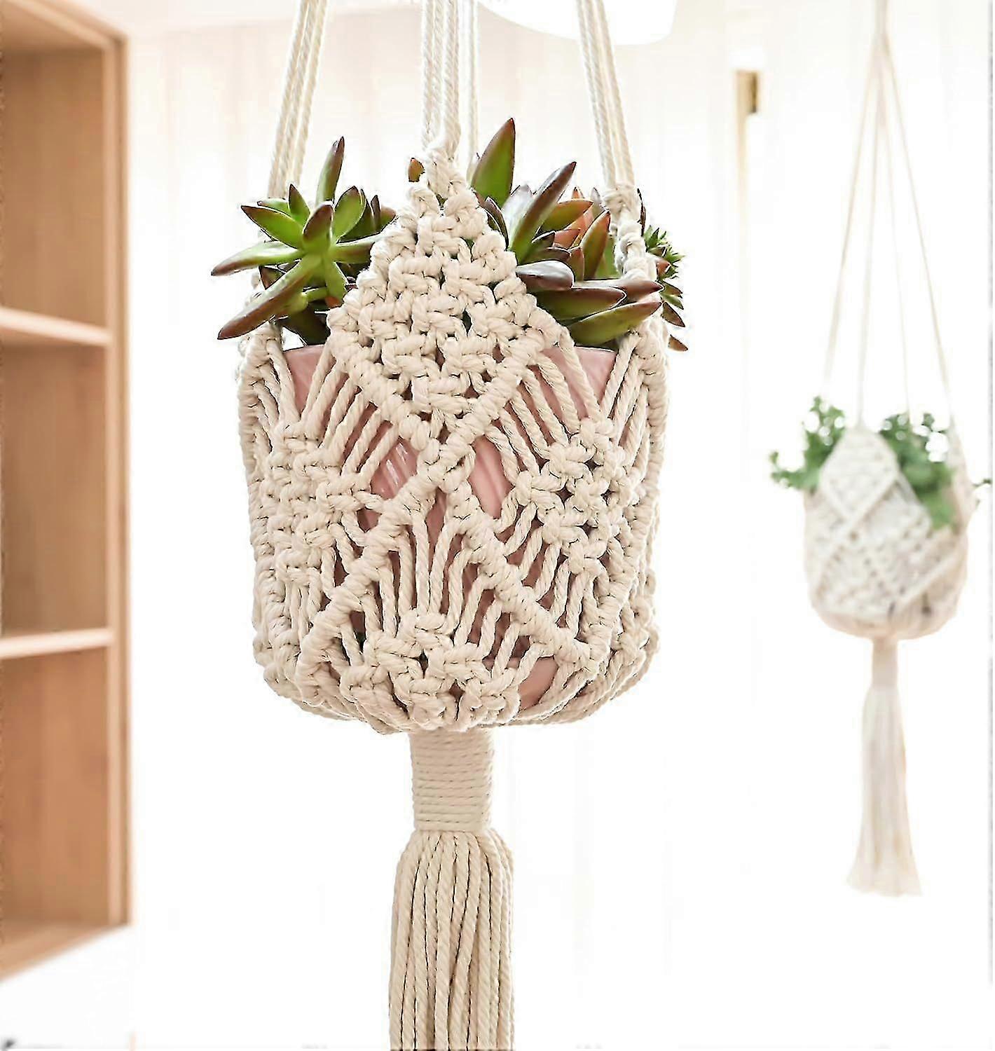 Hanging Planter With Patterns, Macrame Plant Hangers Indoor Macrame For Up To 8 Inch Pot, Crochet Boho Plant Hanger Holder For Indoor Outdoor