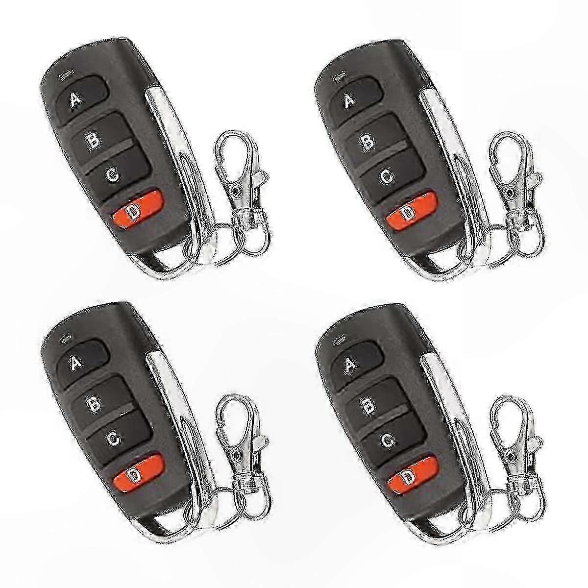 Universal Remote Control Fob Set for Garage Door and Gate Operators - 4 Piece Replacement Kit