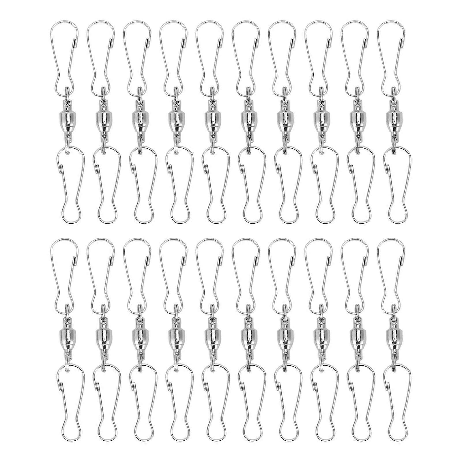 20pcs Windsock Clips Stainless Steel 360 Degree Rotation Dual Clip Wind Spinners Hangers for Wind Spinners Bird Feeders Solar Lights Flags Silver