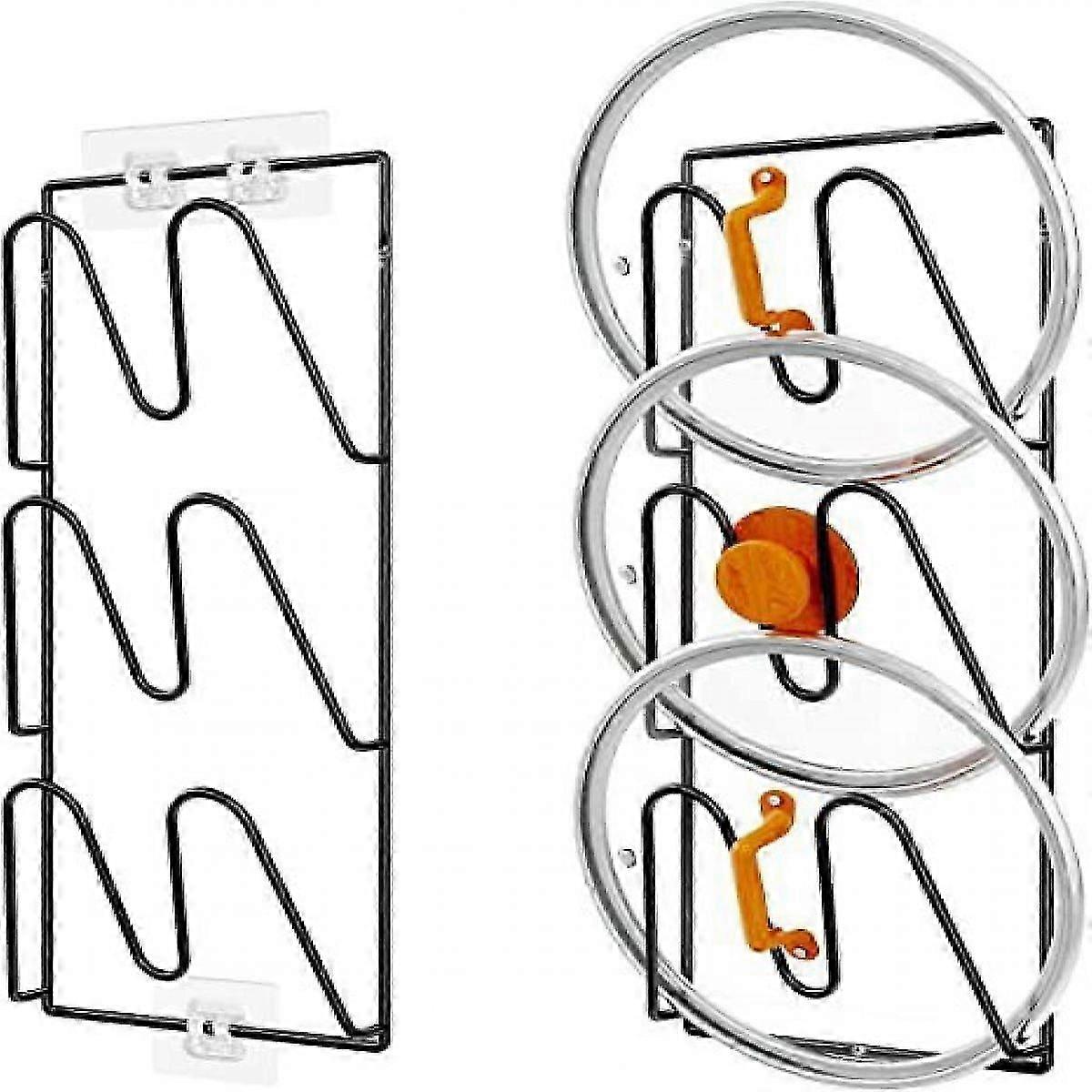 2er-Pack Topfdeckel Organizer Rack - 3-stufiger Topfdeckelhalter Wandmontiertes Deckelgestell