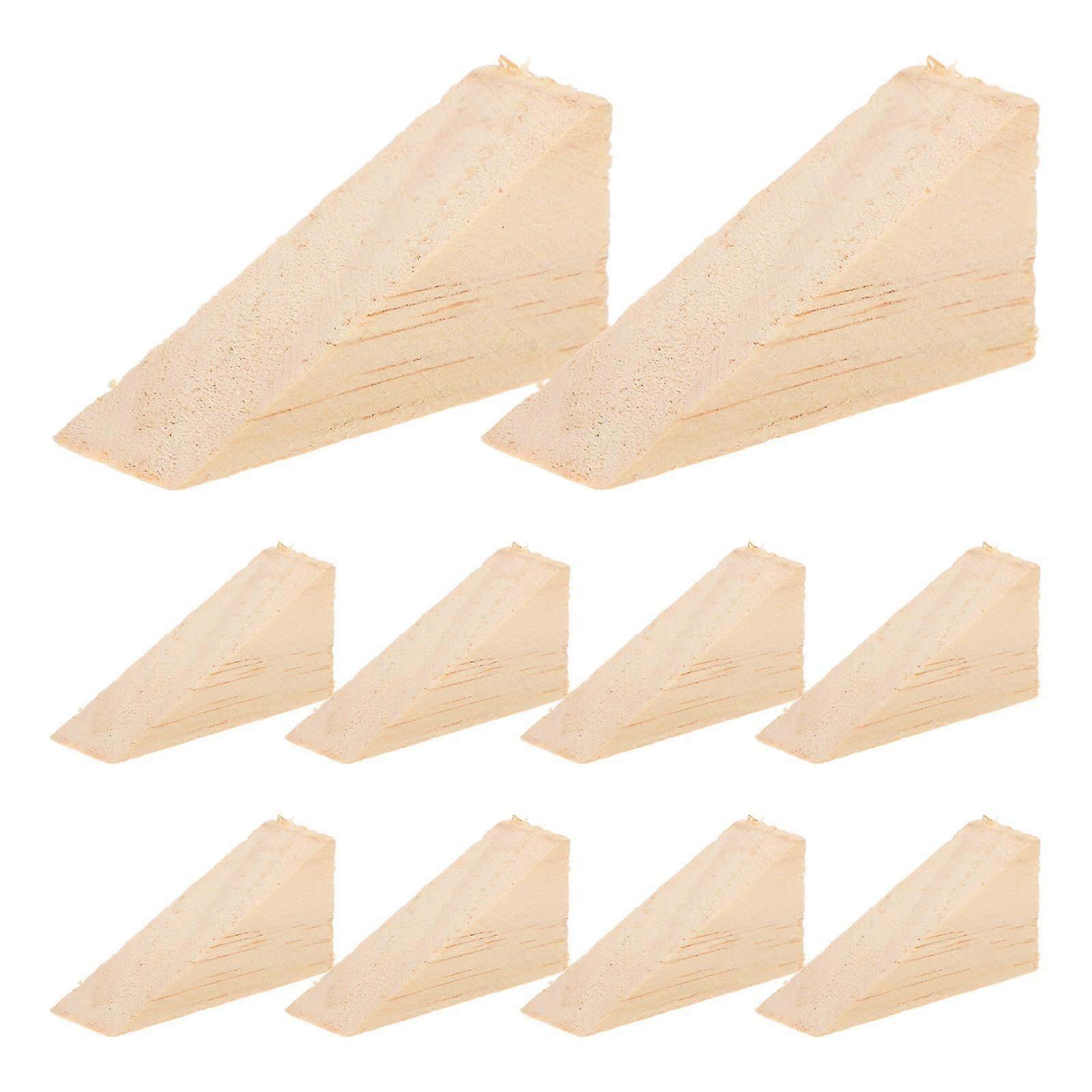 Wooden Wedge Doorstop Stopping For Heavy Doors Non-Slip 6x3x2cm 10Pcs