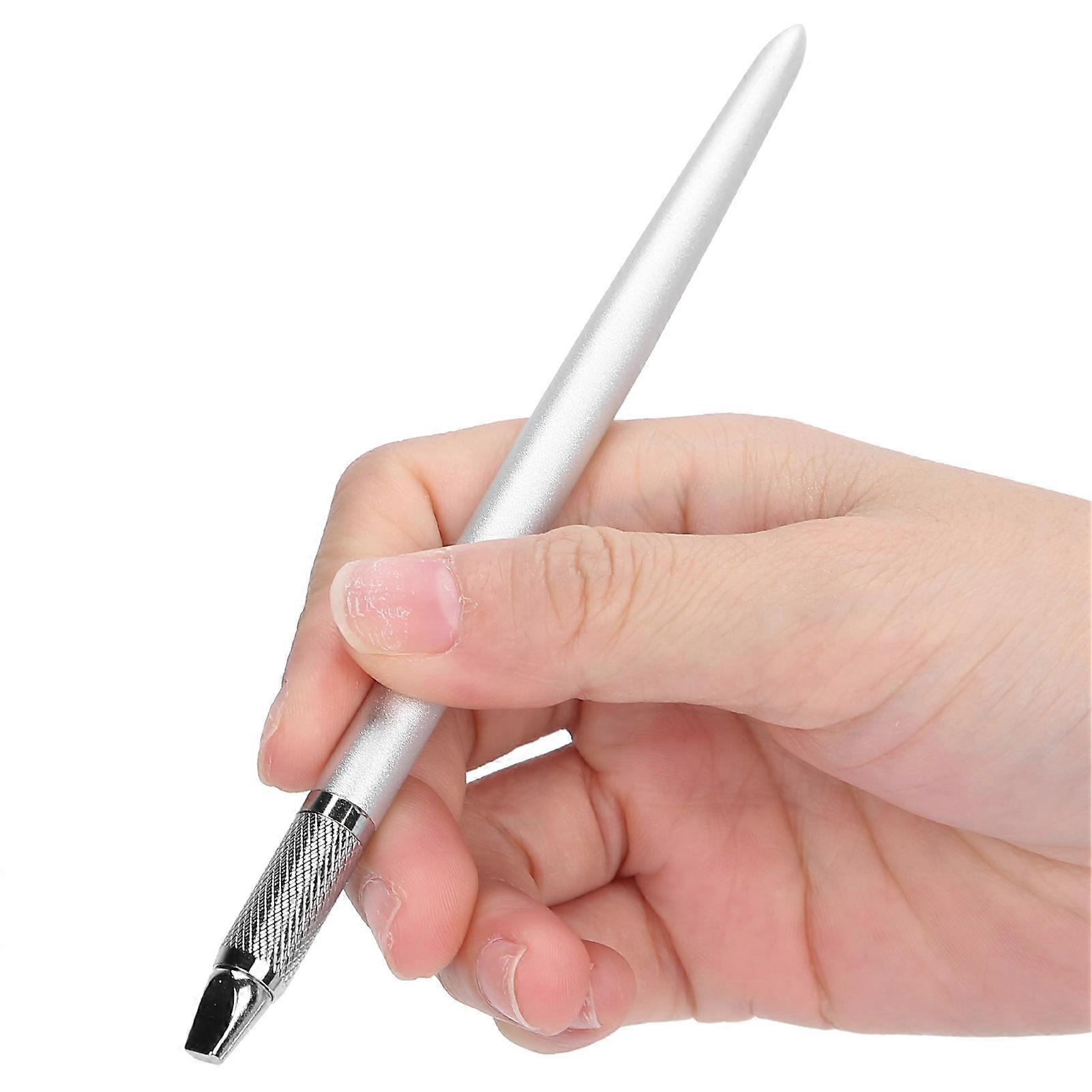Manual Microblading Pen 14.2cm Matte Silver Metal Tattoo Tool