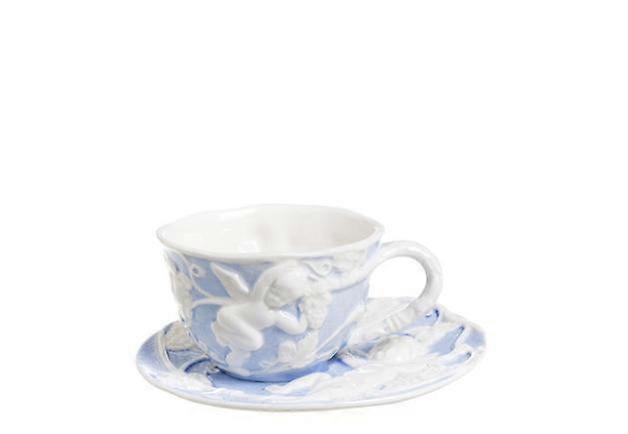English Teacup Vintage Embossed Coffee Cup