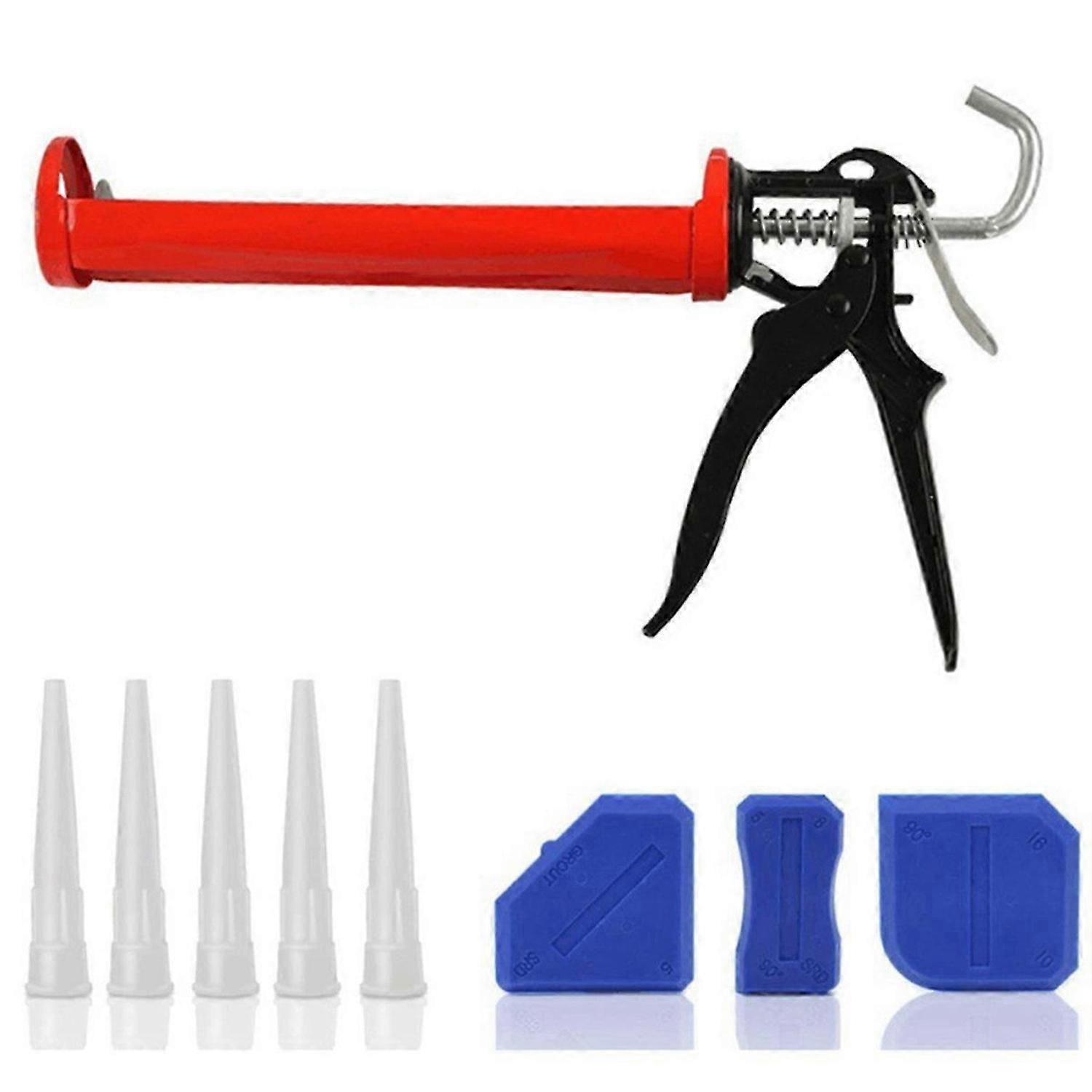 9Pcs Caulking Tool Kit Caulking Nozzle Glass Glue Trimming Scraper