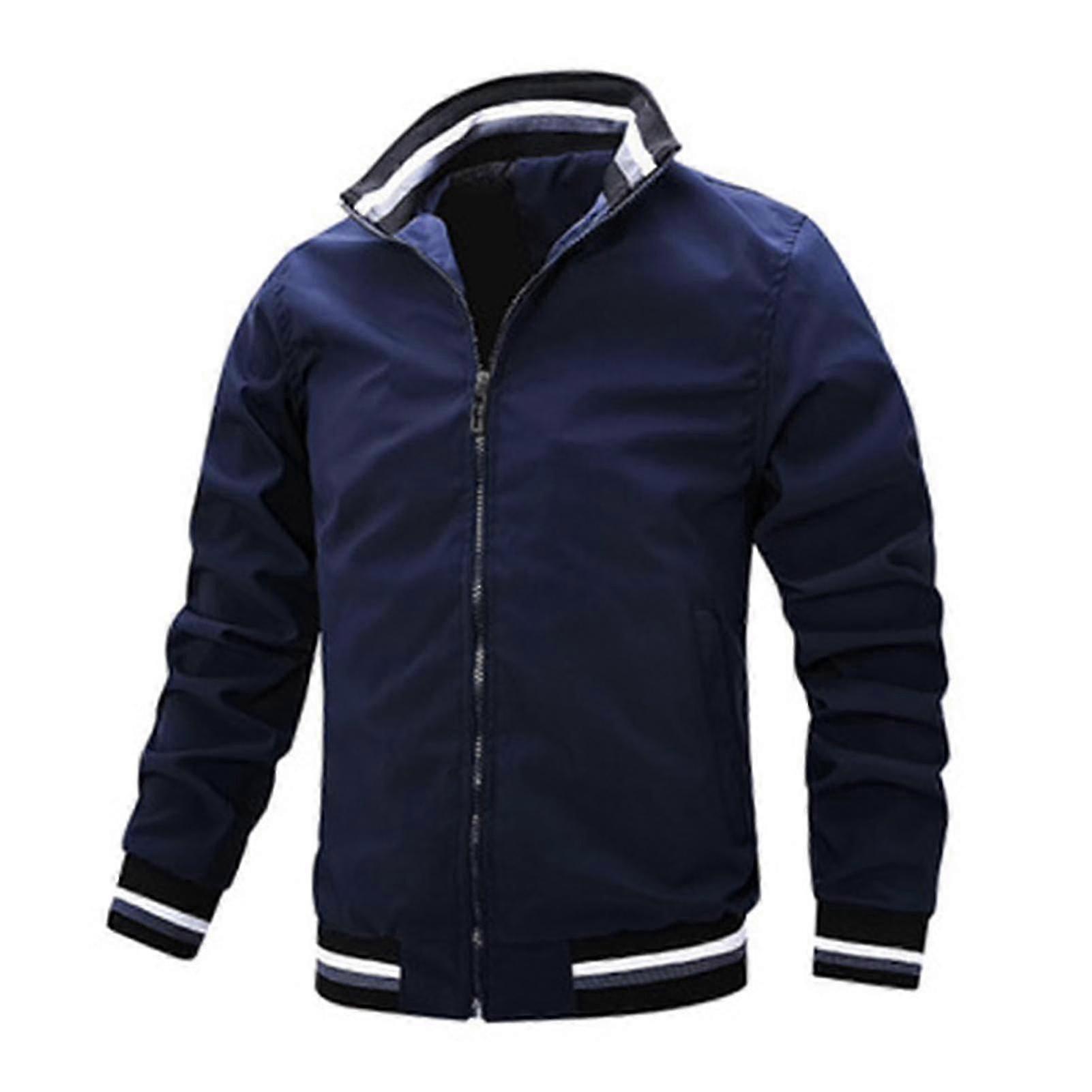 Men's Lightweight Bomber Jacket Windbreaker Full Zip Active Coat compatible with Spring & Fall with Standing Collar