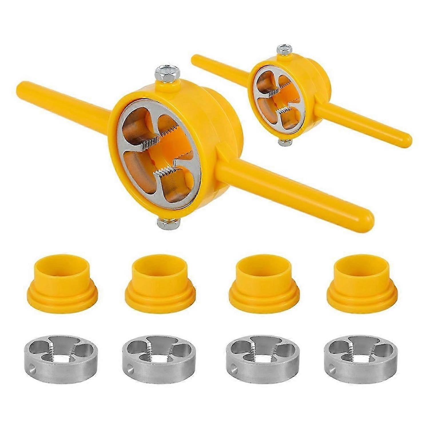 6Pcs NPT Die Set, PVC Thread Maker Tool, Pipe Threader Plumbing Tool, Manual NPT Round Die Set for P