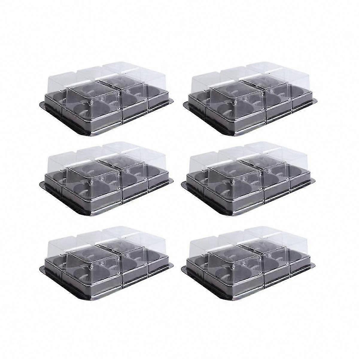 100pcs 6-Cavity Transparent Plastic Mooncake Muffin Cupcake Mochi Cookie Container Tray Carrier