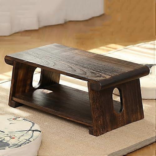 Folding Coffee Table Solid Wood With Low Tatami Design Removable Divider For Meditation And Living 19.6x11.8x7.8In