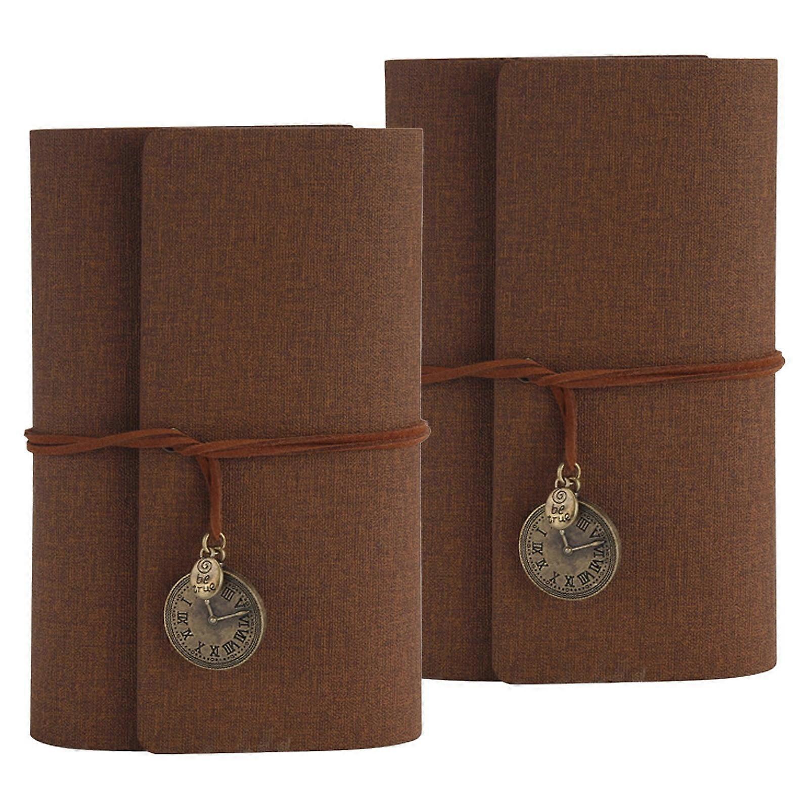 2PCS A6 Vintage Style Loose Leaf Leather Diary Notebook Spiral Bound 5x8 Journals Thick Paper Lined Blank Graph Notepad Soft Cover Compatible with