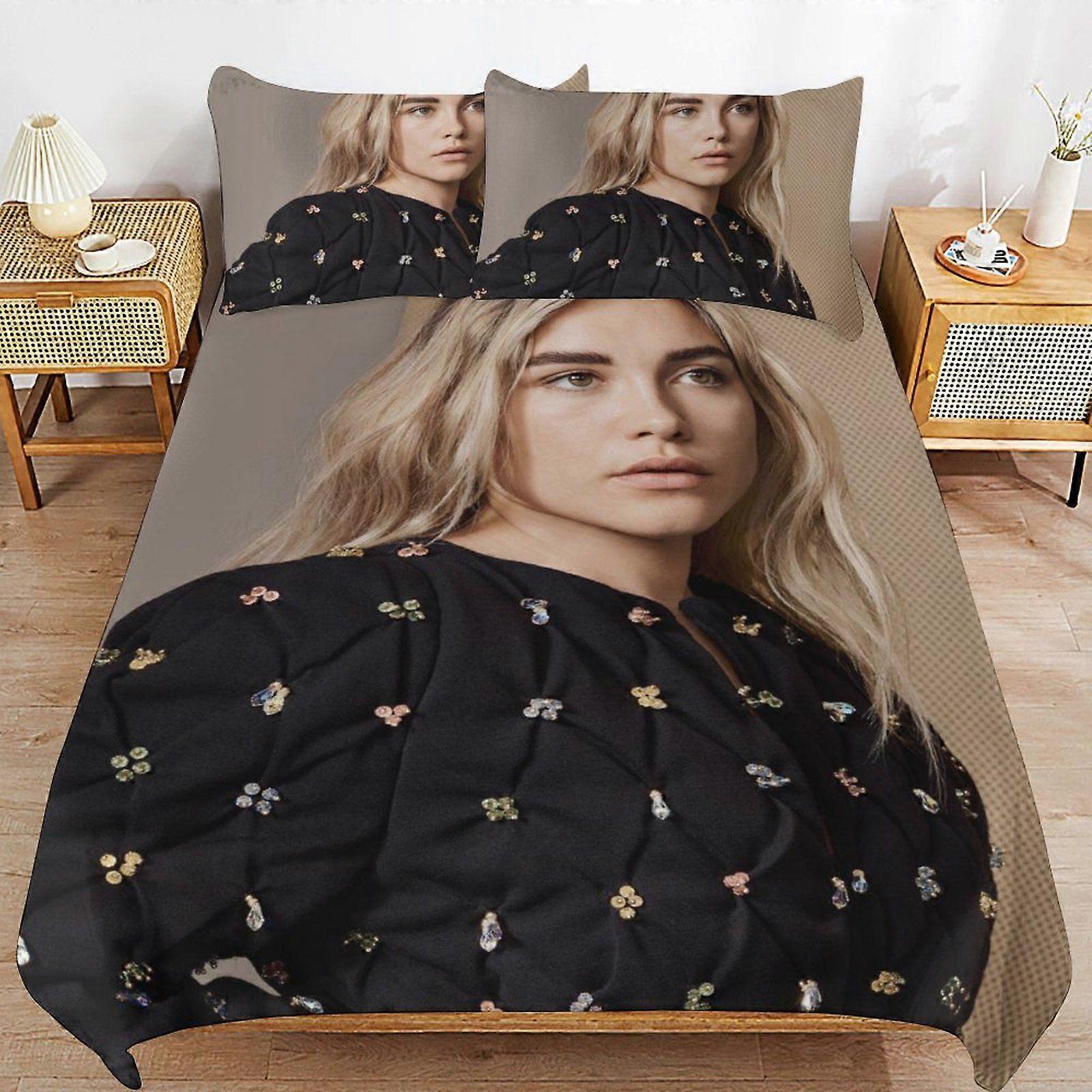 a643 Florence Pugh Consistent Comfort Durable Thread Weave Soft Zipper Duvet Cover Sets Machine Wash Safe n643