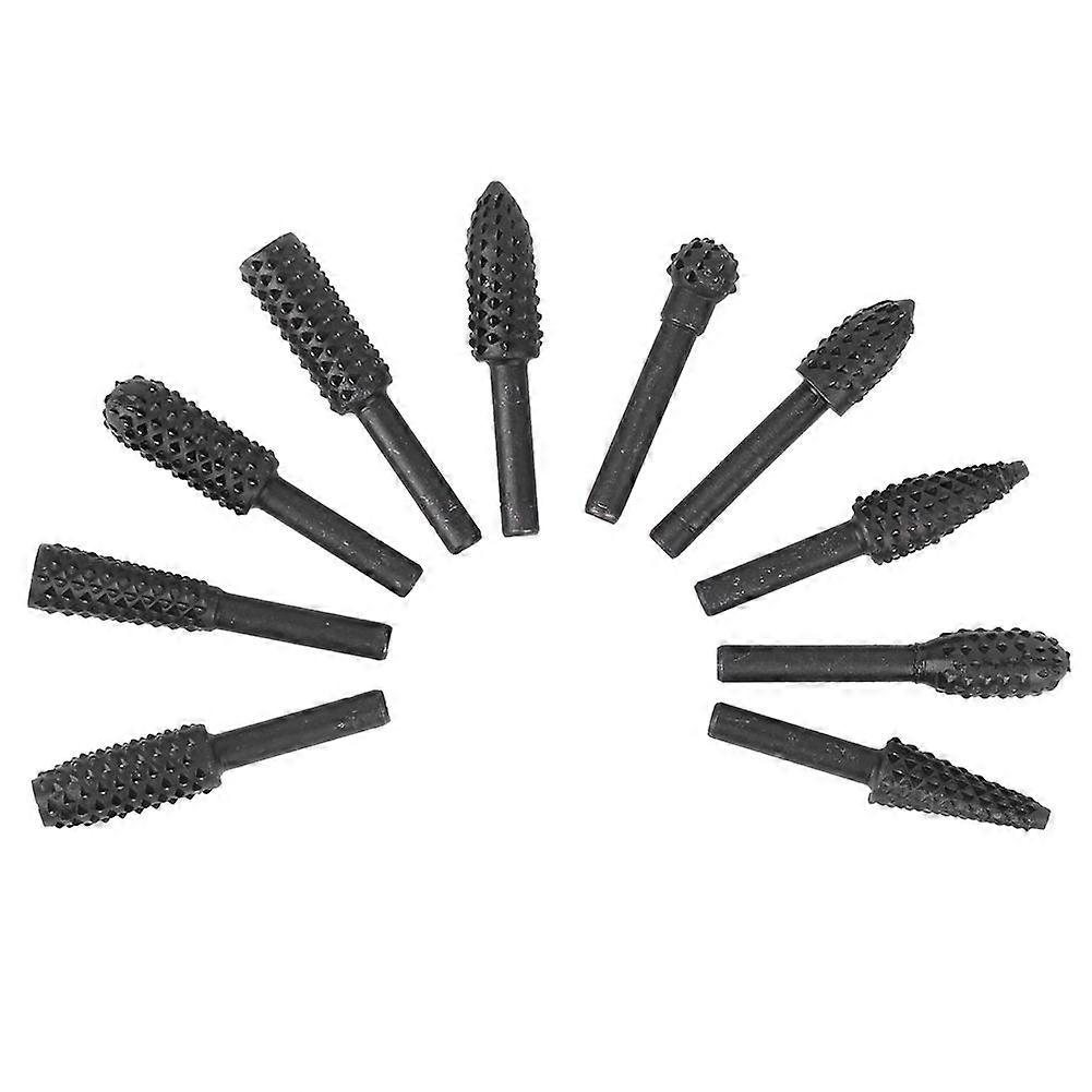 10pcs Rotary Burr Set Electric Rasp File for Woodworking Carving Tool 1/4in Shank