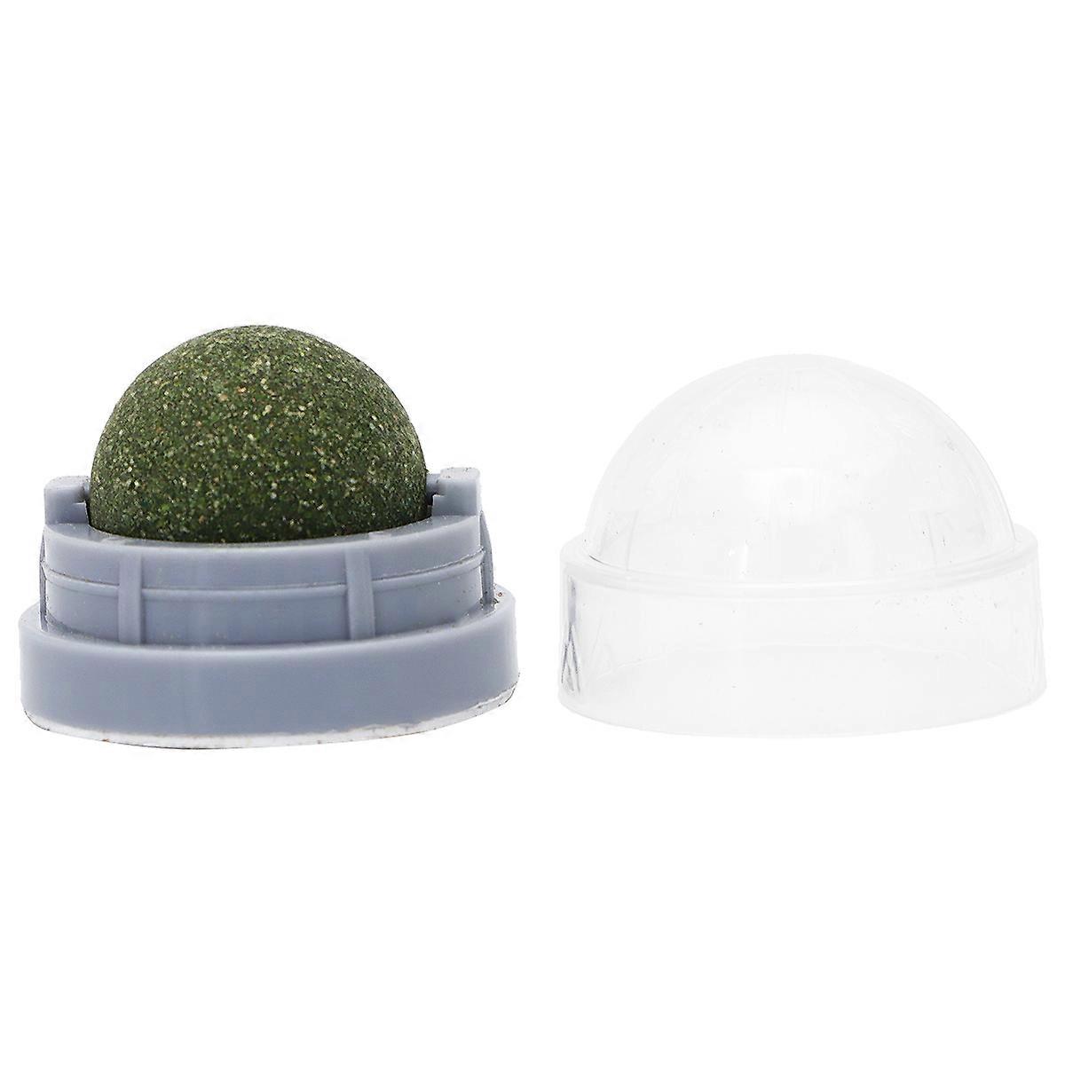 Cat Snacks Licking Ball for Digestion 2Pcs Mint Grey