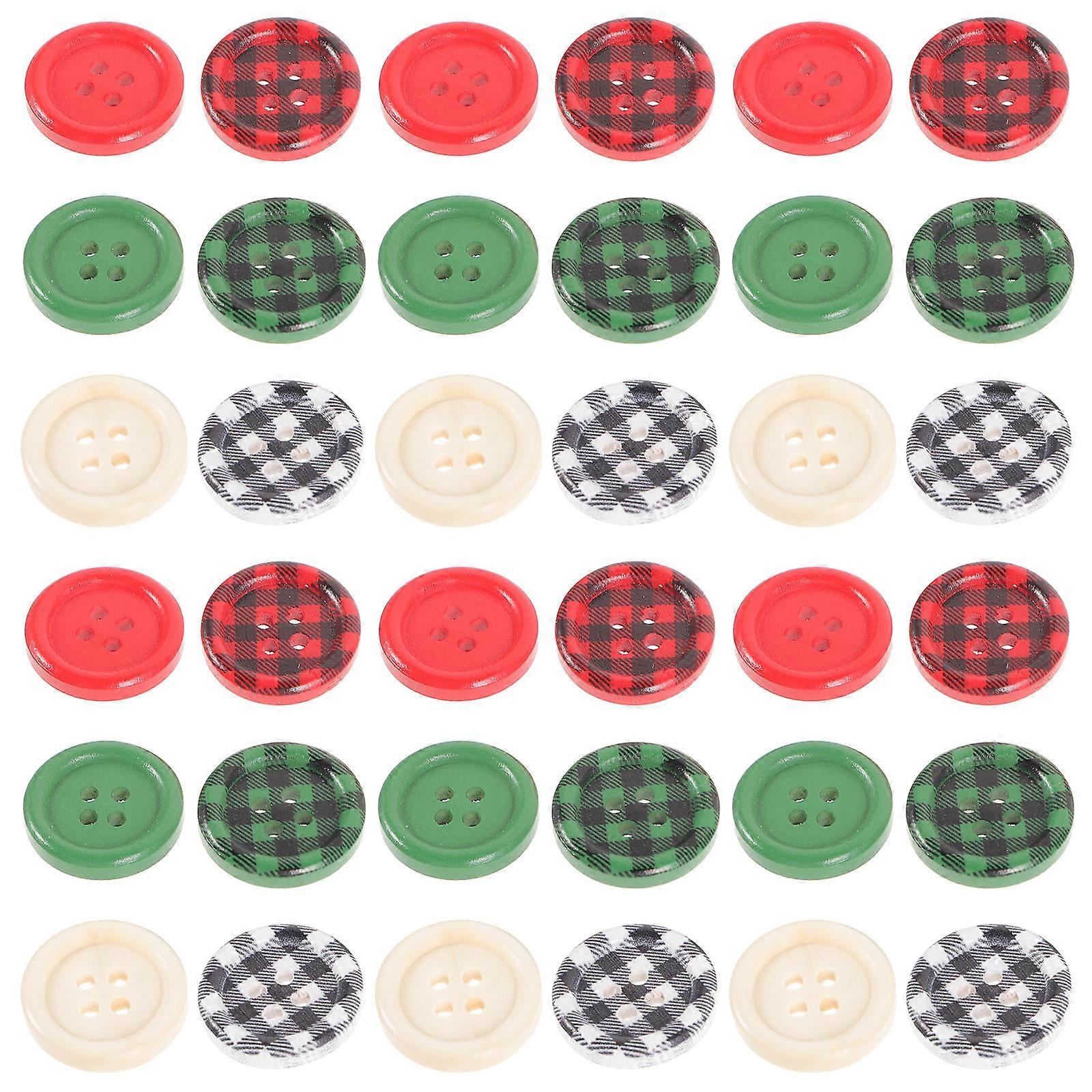 Christmas Clothes Buttons Wood Handmade Buttons for Decoration 15Packs