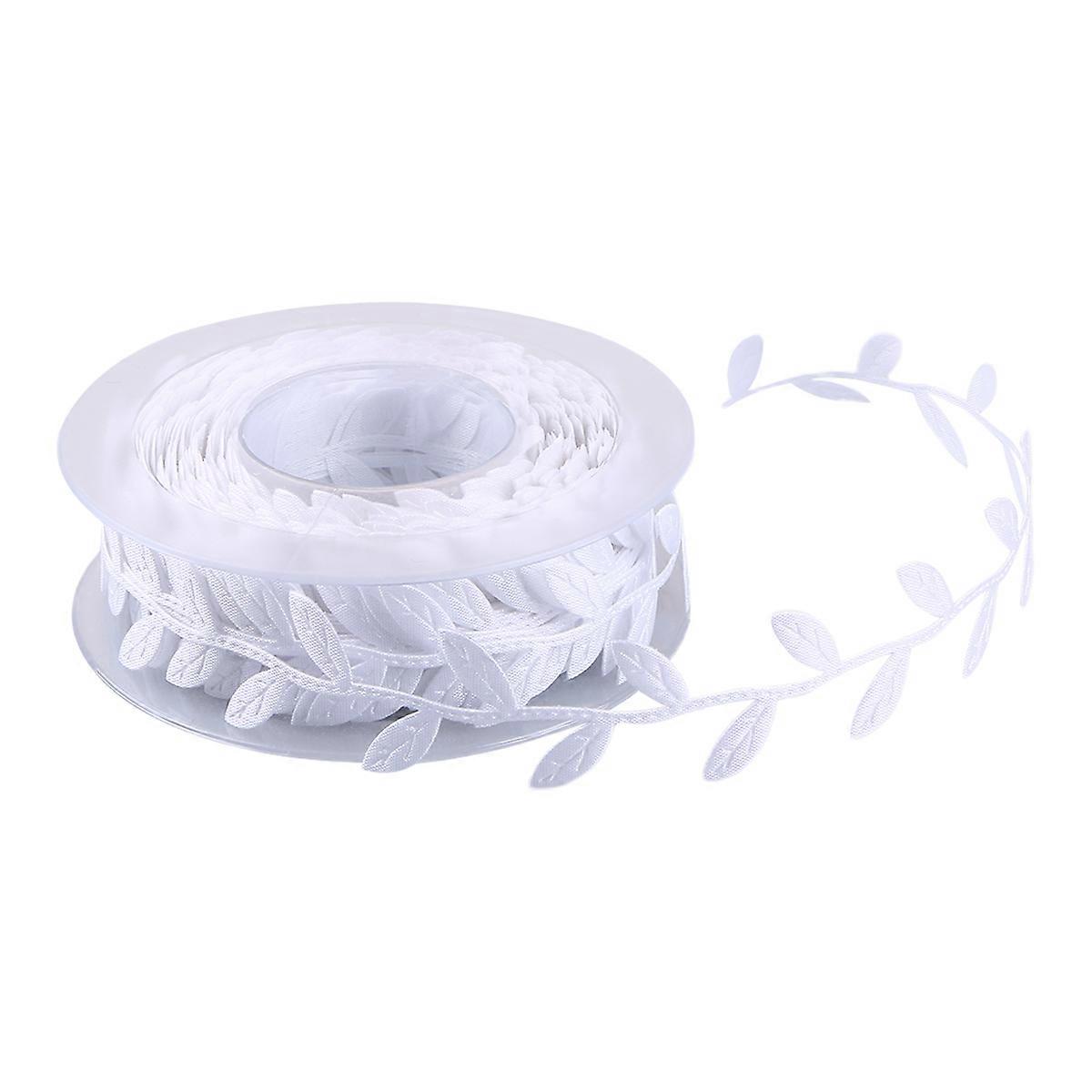 Leaf Shape Gift Wrapping Ribbon Roll for Decoration 1 Roll White
