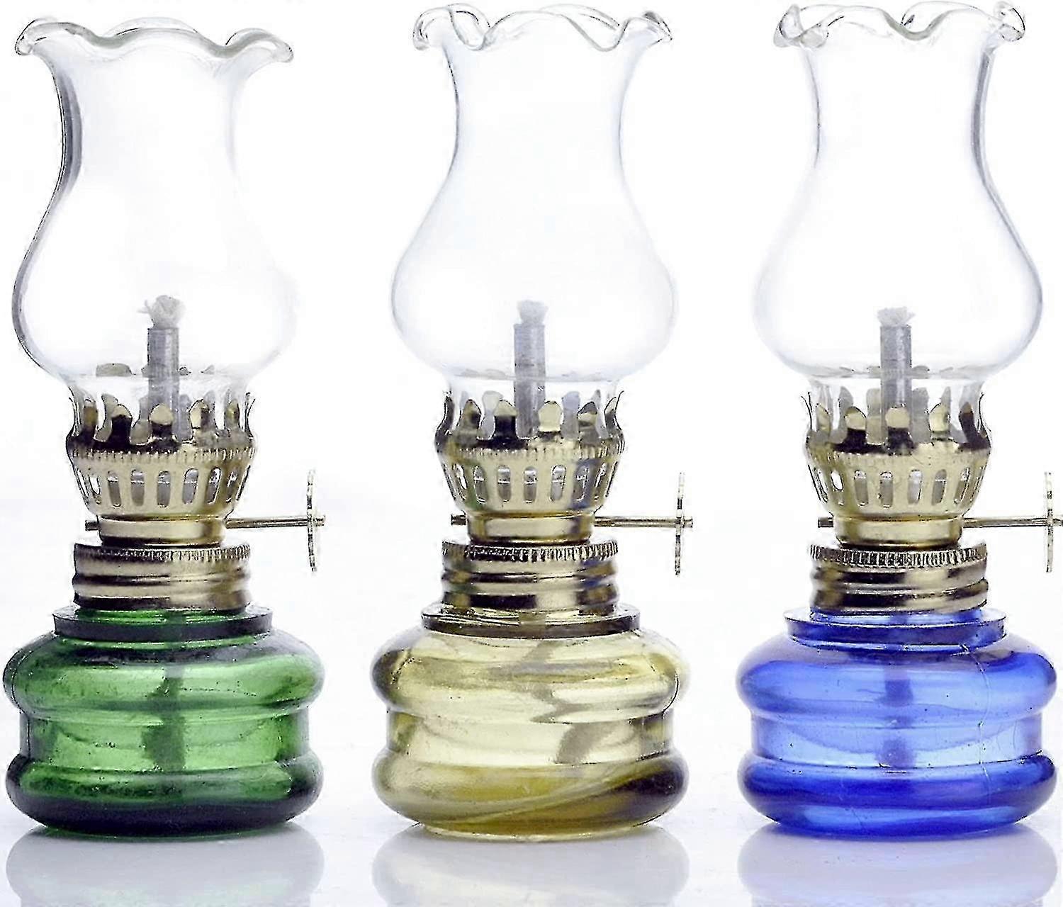 4 Inch Tall Glass Kerosene Oil Lamp Lantern (set Of 3)