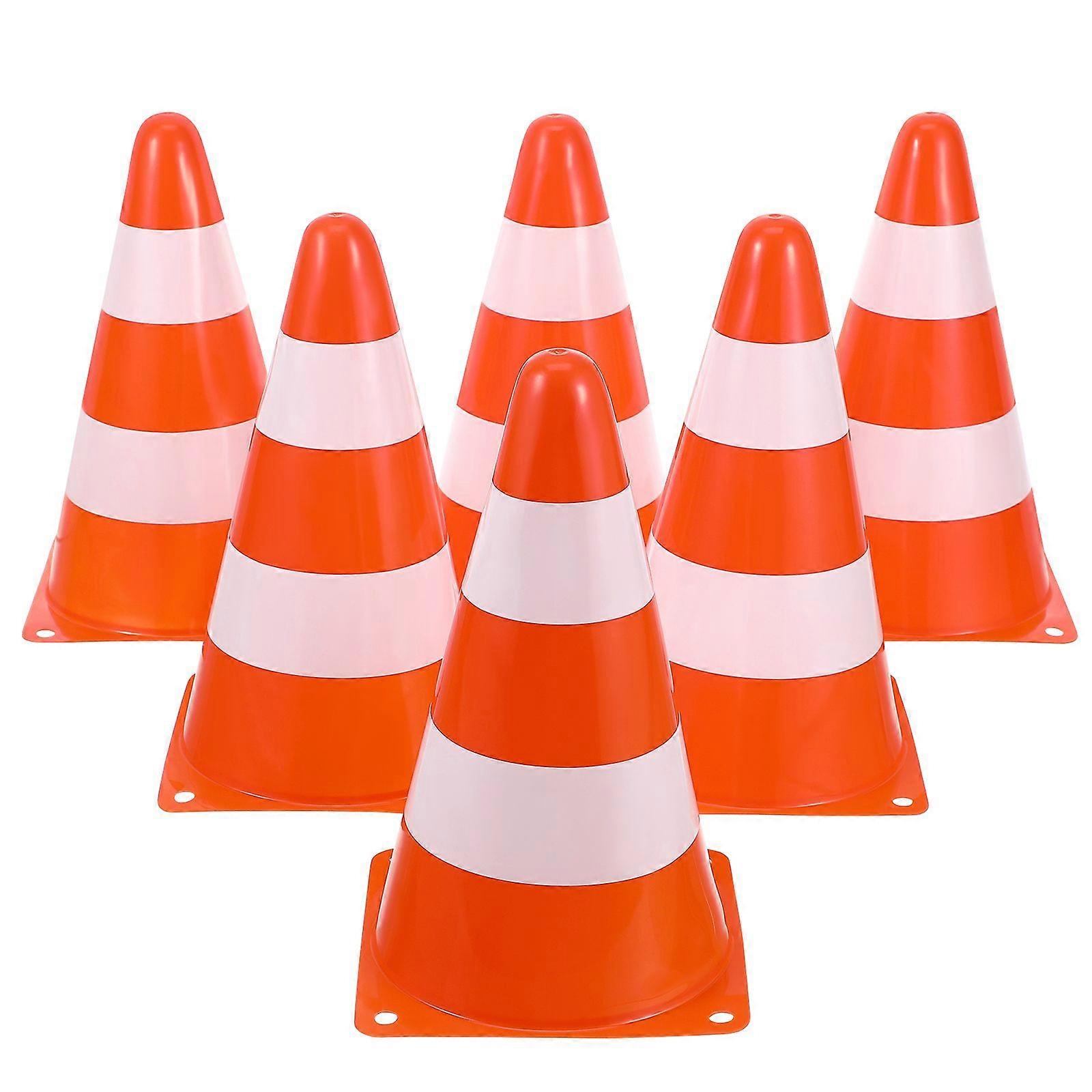 6pcs Traffic Cones: Warning Cones For Road Safety Construction And Parking - Portable Plastic Traffic Equipment with High Visibility