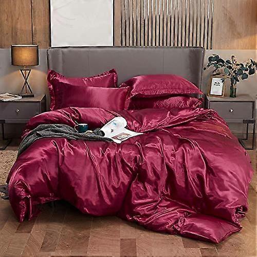 Silk Bedding Set,  Thread Count Satin Quilt Cover, Wrinkle And Fade Resistant, King Size