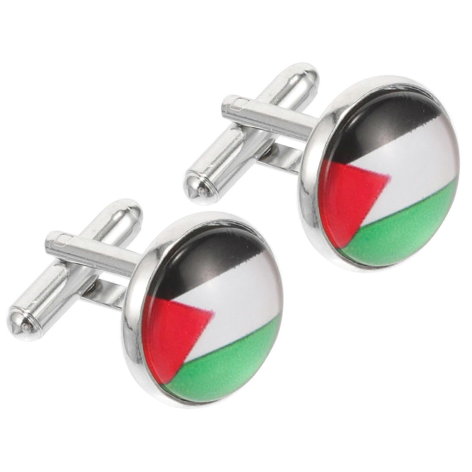 Sleeve Cufflinks Palestine Flag for Men with 3Pairs Shirt Cuff Buttons